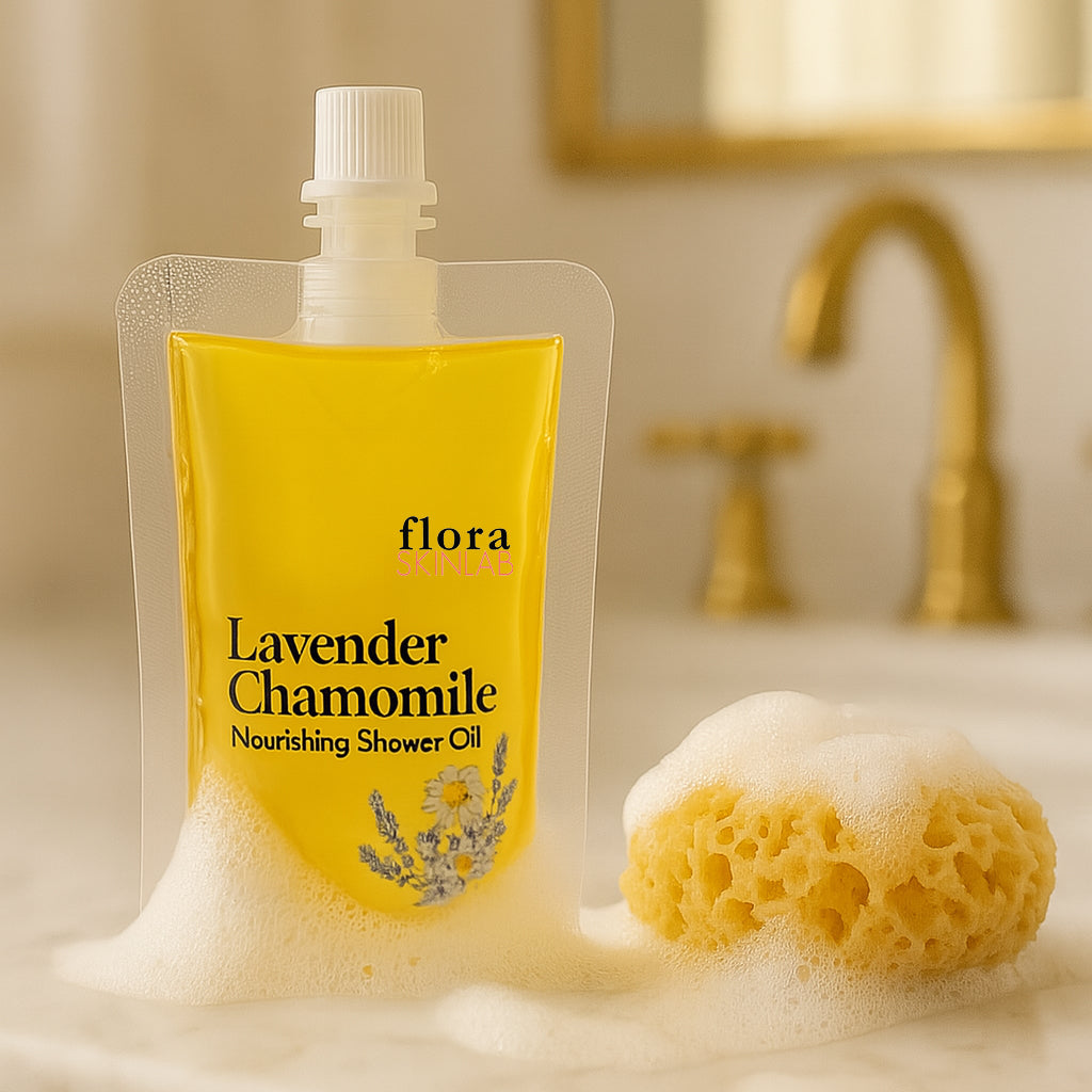 Flora Skinlab Luxurious Shower Oil for Soft Skin.