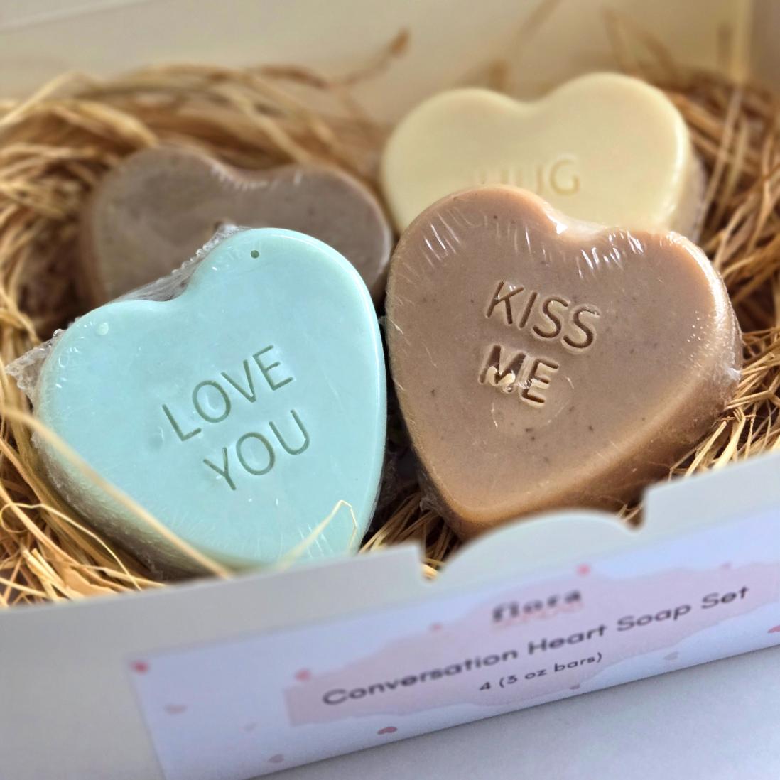 Handmade Conversation Hearts Soap Coconut Milk Set